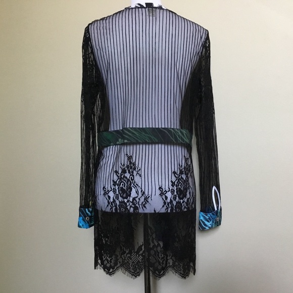 MONA LEAH COUTURE Paris black sheer lace jacket M - Picture 5 of 7